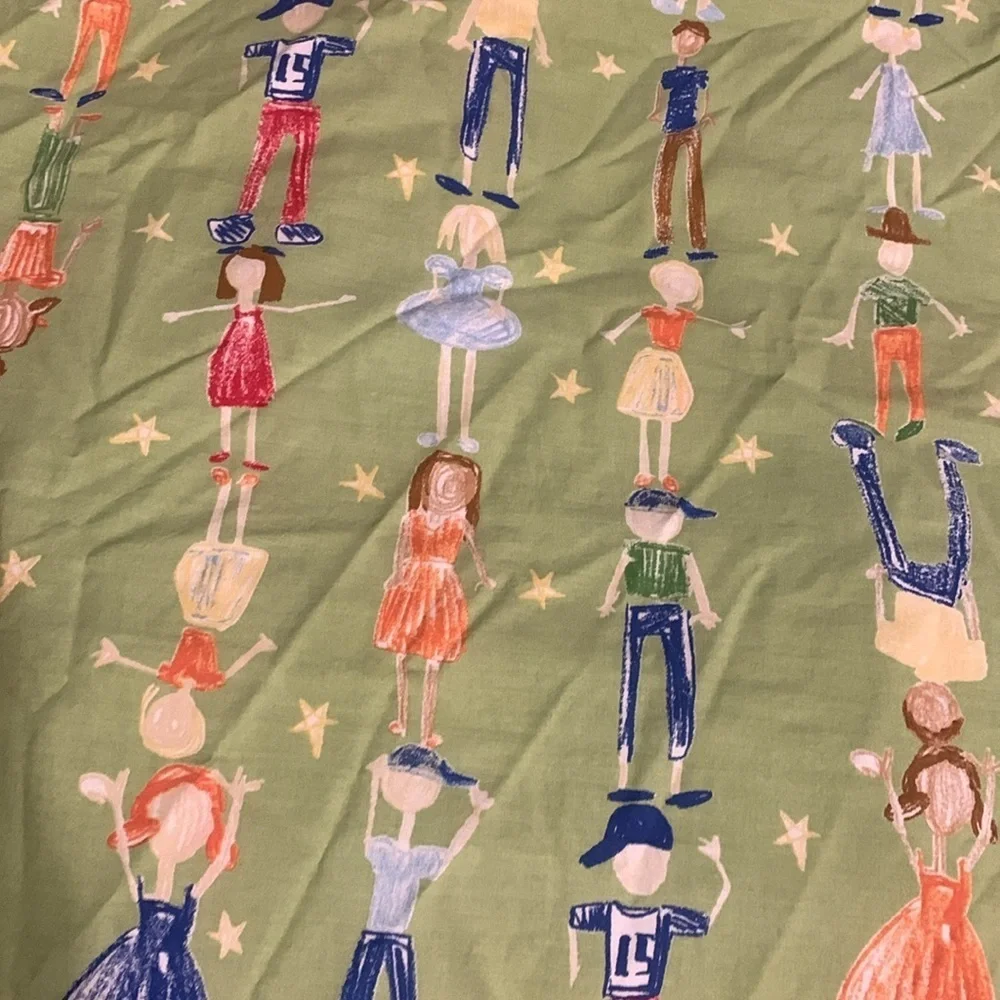 Pottery Barn happy children twin Duvet‎ Cover & Pillow Sham printed green unisex